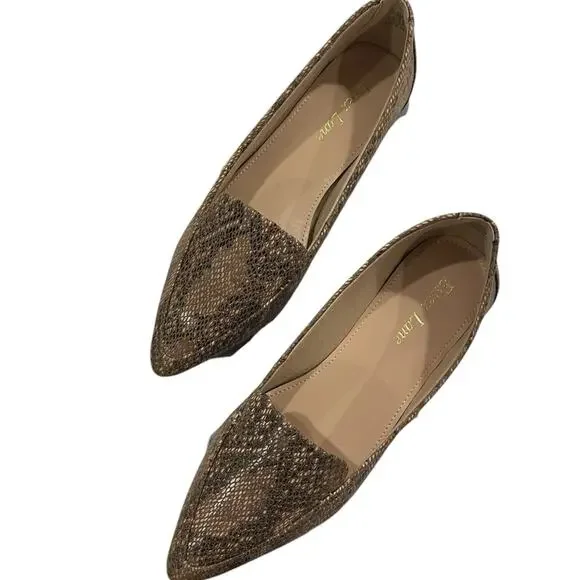 Essex Lane Snake Print Pointed Toe Flats Neutral Women’s 6 NWOT - Picture 3 of 7
